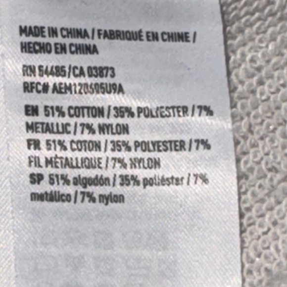 American Eagle Outfitters Cream and Gold Sparkle Crewneck sweatshirt size L - Picture 8 of 9